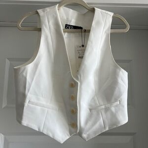 Zara Ivory Tailored Vest